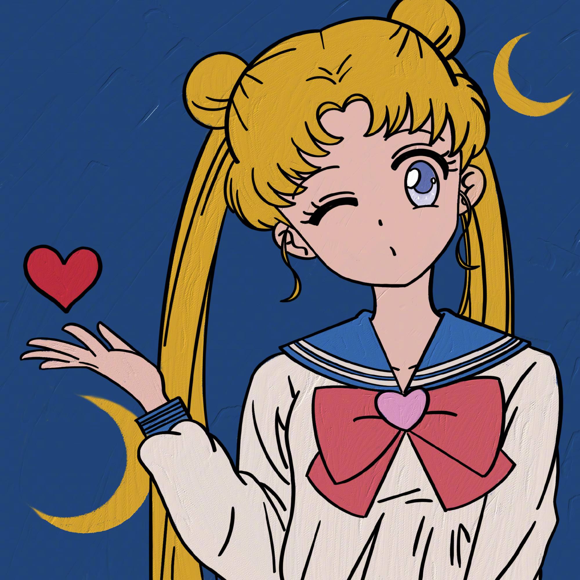 可爱动漫美少女战士水冰月表情头像_9