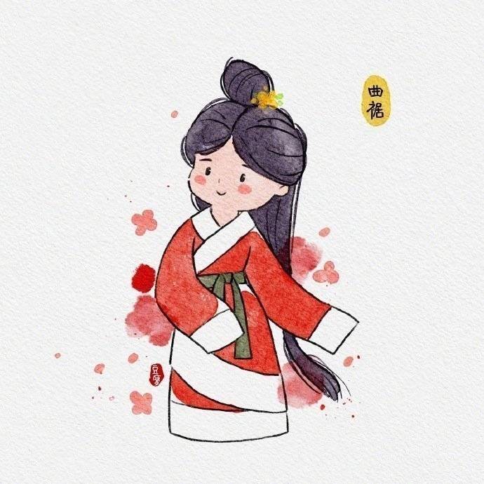 古风汉服长裙女孩简笔画图片大全_8