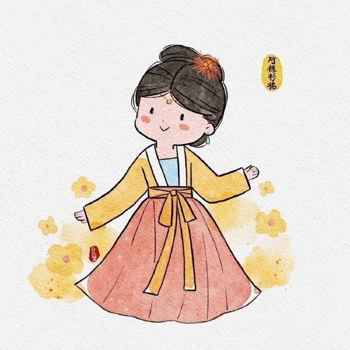 古风汉服长裙女孩简笔画图片大全_6