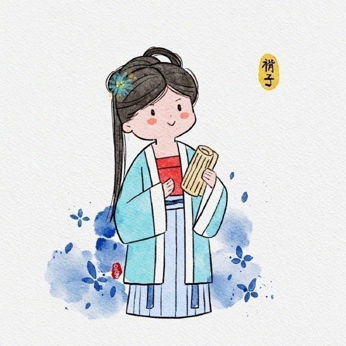 古风汉服长裙女孩简笔画图片大全_2