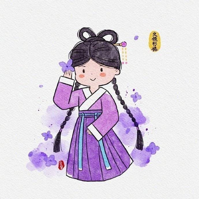 古风汉服长裙女孩简笔画图片大全_1