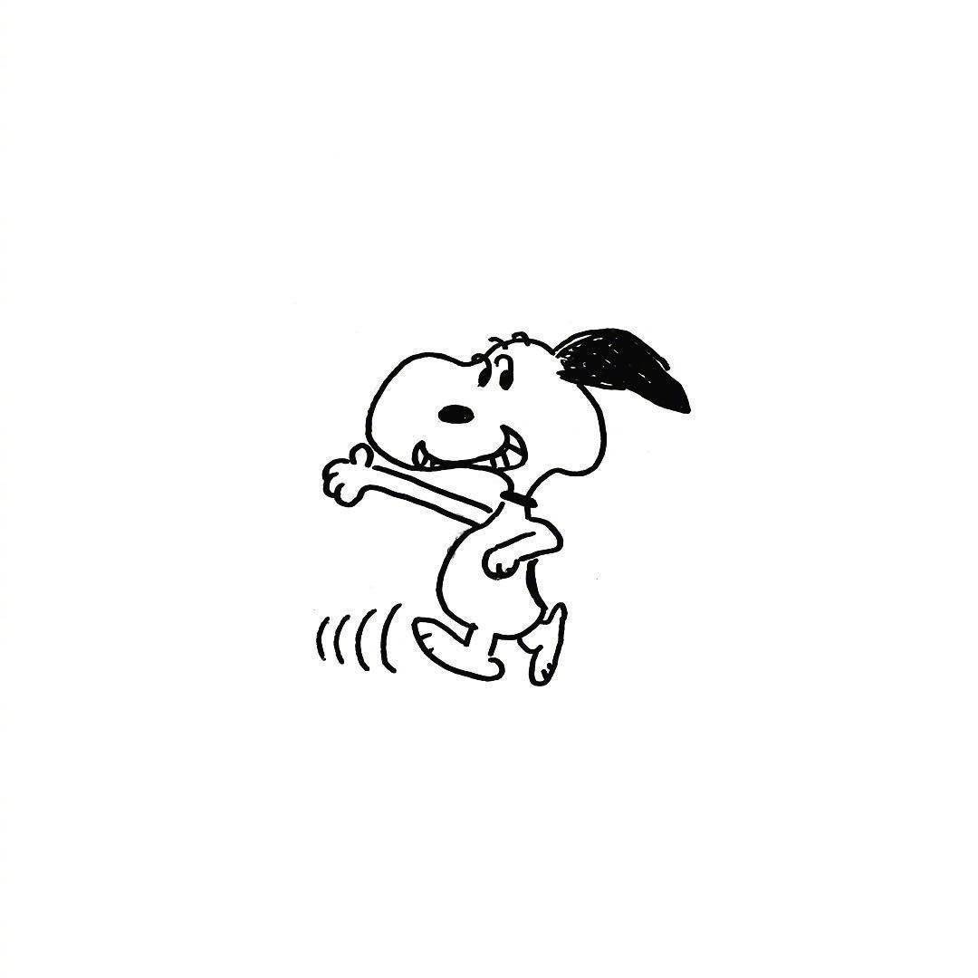 卡通狗狗史努比黑白简笔画图片大全_6