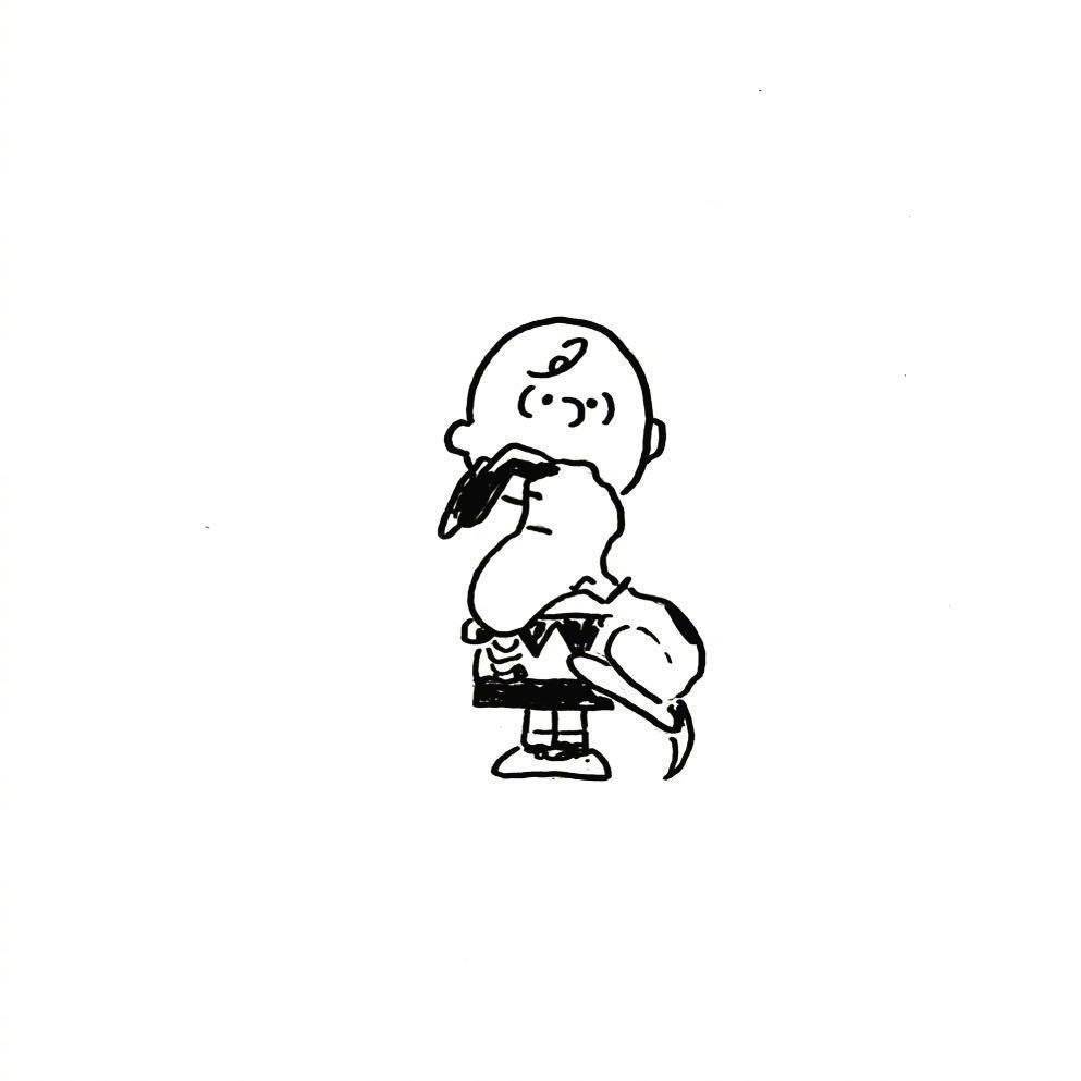 卡通狗狗史努比黑白简笔画图片大全_4