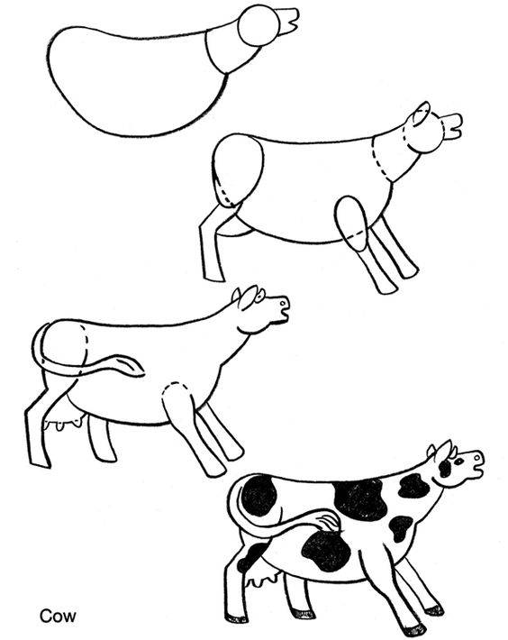 黑白奶牛简笔画图片大全 奶牛的画法！_4