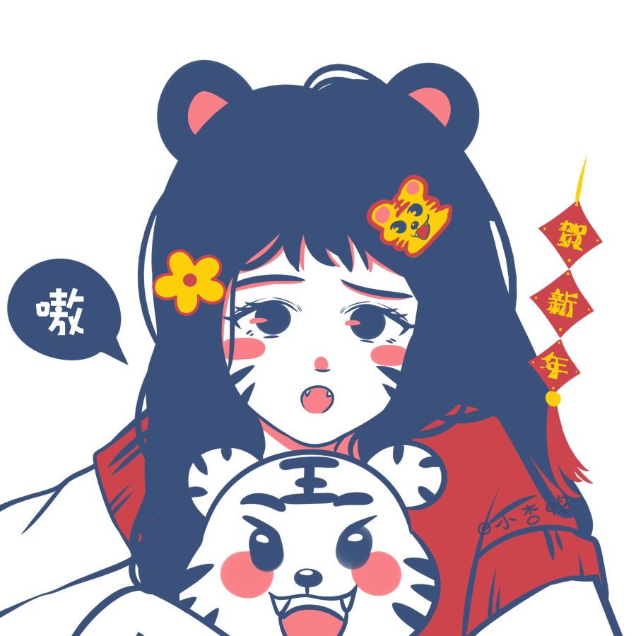 卡通男女人物新年过年百年头像_2