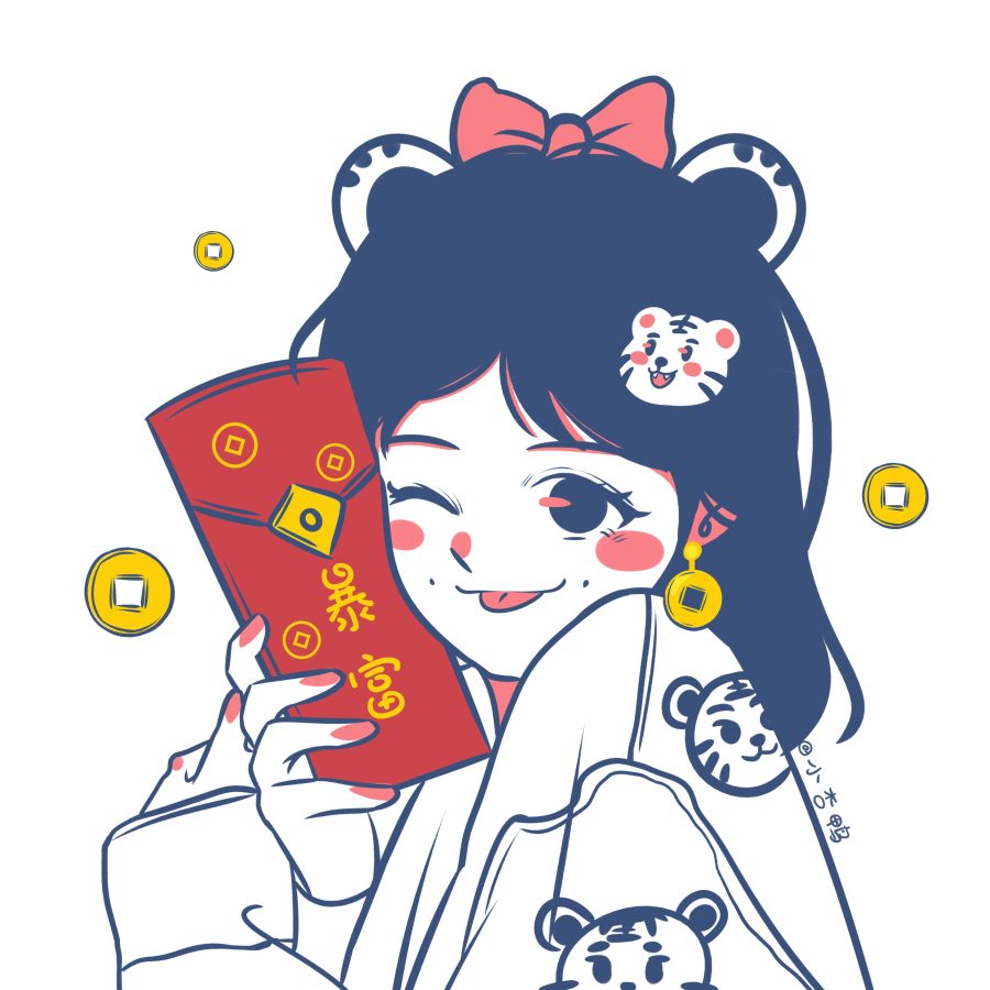 卡通男女人物新年过年百年头像_3