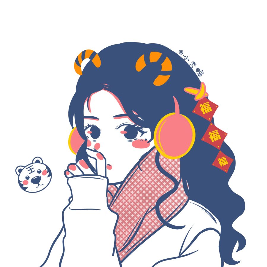 卡通男女人物新年过年百年头像_5
