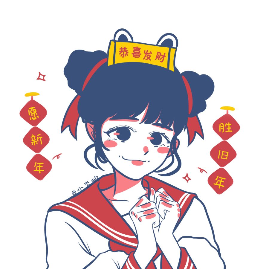 卡通男女人物新年过年百年头像_7