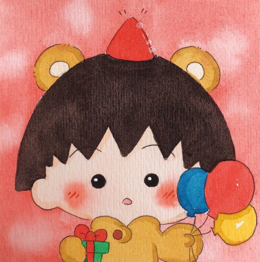 樱桃小丸子新年头像，平安喜乐 好运加倍_1