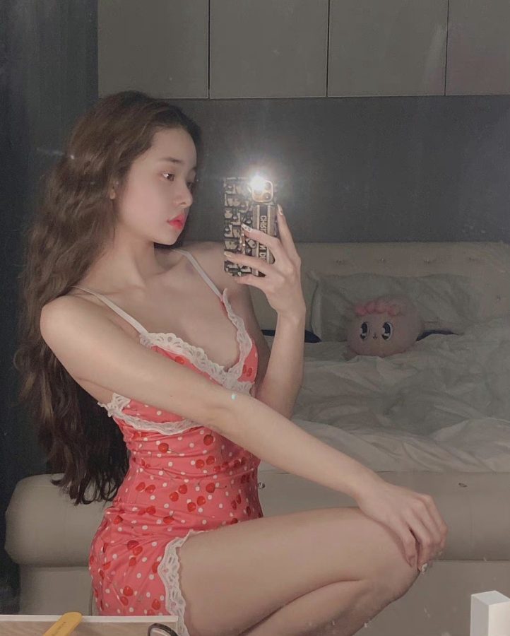 韩国颜值美女宋智雅 dear.zia粉色睡衣睡前自拍_2