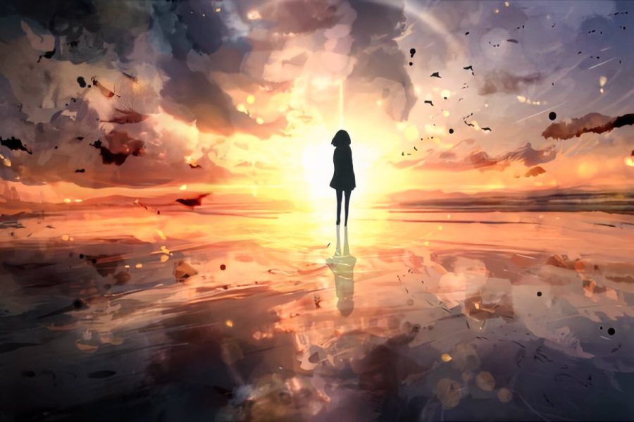 二次元暮光背影唯美图片_6