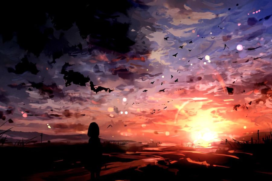 二次元暮光背影唯美图片_7