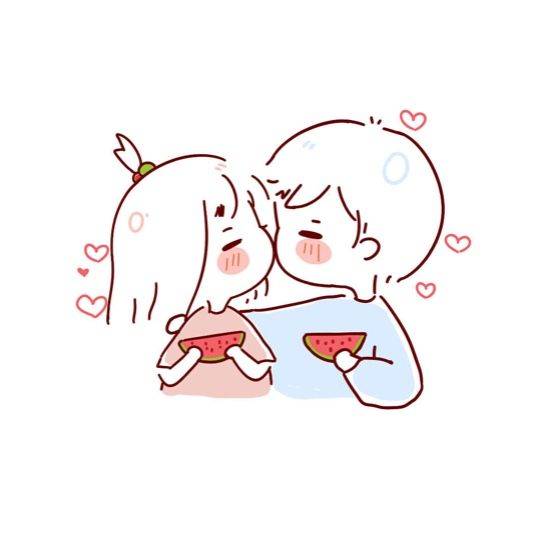 二次元卡通亲嘴接吻情侣头像_1