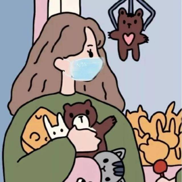 戴口罩的双人情侣头像卡通动漫风_3