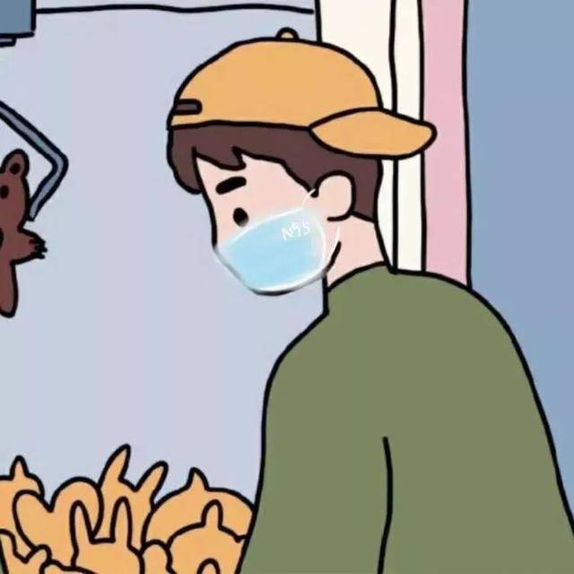 戴口罩的双人情侣头像卡通动漫风_4