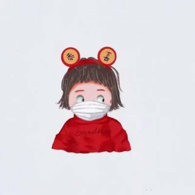 戴口罩的双人情侣头像卡通动漫风_17