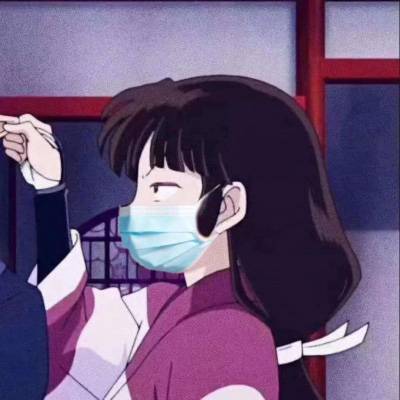 戴口罩的双人情侣头像卡通动漫风_20