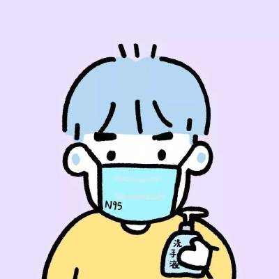 好看的不易撞的戴口罩漫画情侣头像一人一张一左一右_2