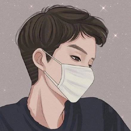 好看的不易撞的戴口罩漫画情侣头像一人一张一左一右_3