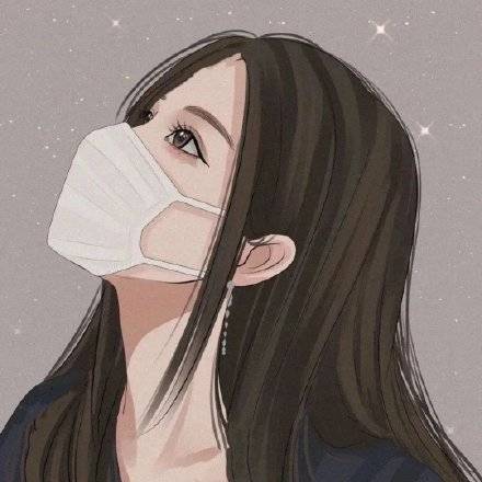 好看的不易撞的戴口罩漫画情侣头像一人一张一左一右_4