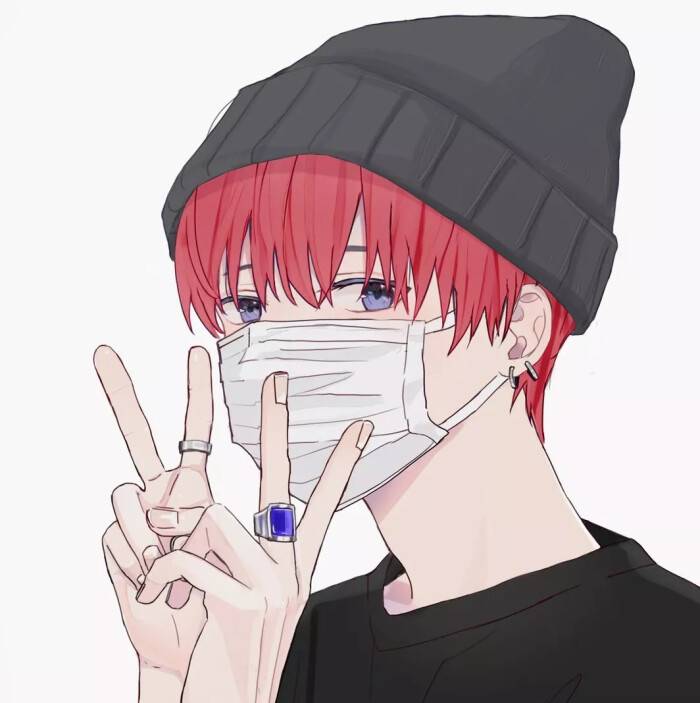 好看的不易撞的戴口罩漫画情侣头像一人一张一左一右_5