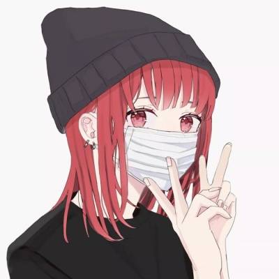 好看的不易撞的戴口罩漫画情侣头像一人一张一左一右_6