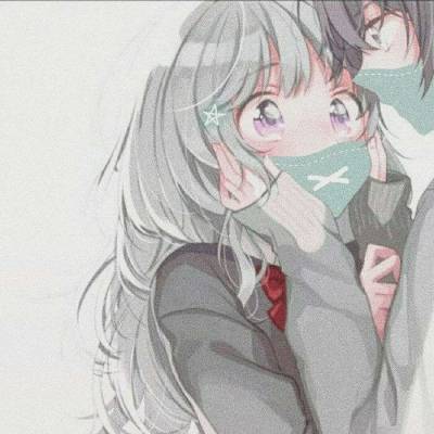 好看的不易撞的戴口罩漫画情侣头像一人一张一左一右_8