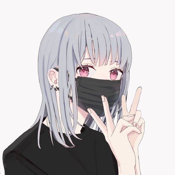 好看的不易撞的戴口罩漫画情侣头像一人一张一左一右_9