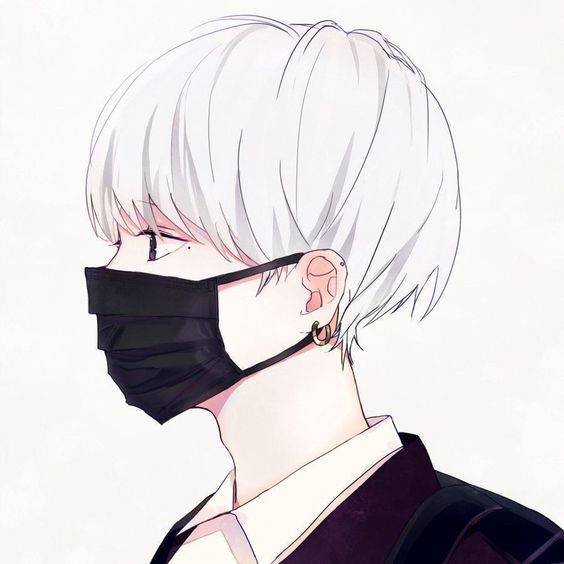 好看的不易撞的戴口罩漫画情侣头像一人一张一左一右_11
