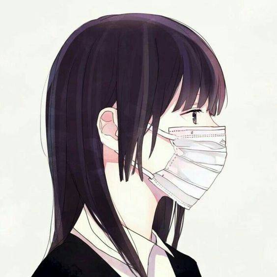 好看的不易撞的戴口罩漫画情侣头像一人一张一左一右_12