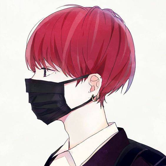 好看的不易撞的戴口罩漫画情侣头像一人一张一左一右_14