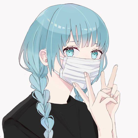 好看的不易撞的戴口罩漫画情侣头像一人一张一左一右_15