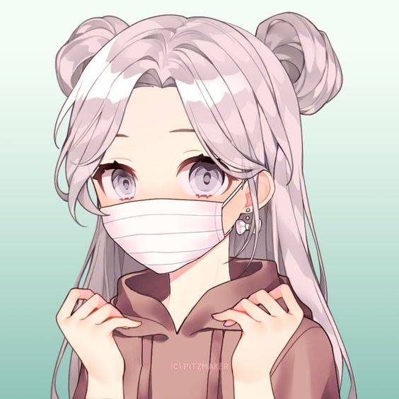好看的不易撞的戴口罩漫画情侣头像一人一张一左一右_17