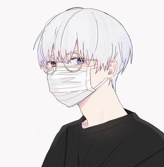 好看的不易撞的戴口罩漫画情侣头像一人一张一左一右_18