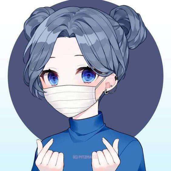 好看的不易撞的戴口罩漫画情侣头像一人一张一左一右_22