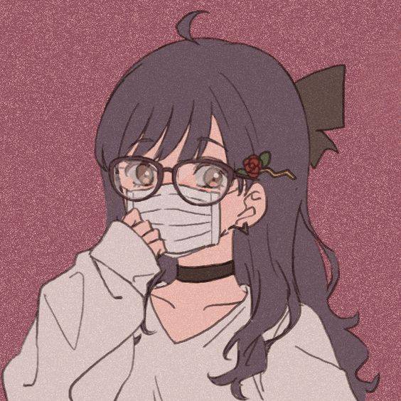 戴口罩女生头像动漫漫画风_11