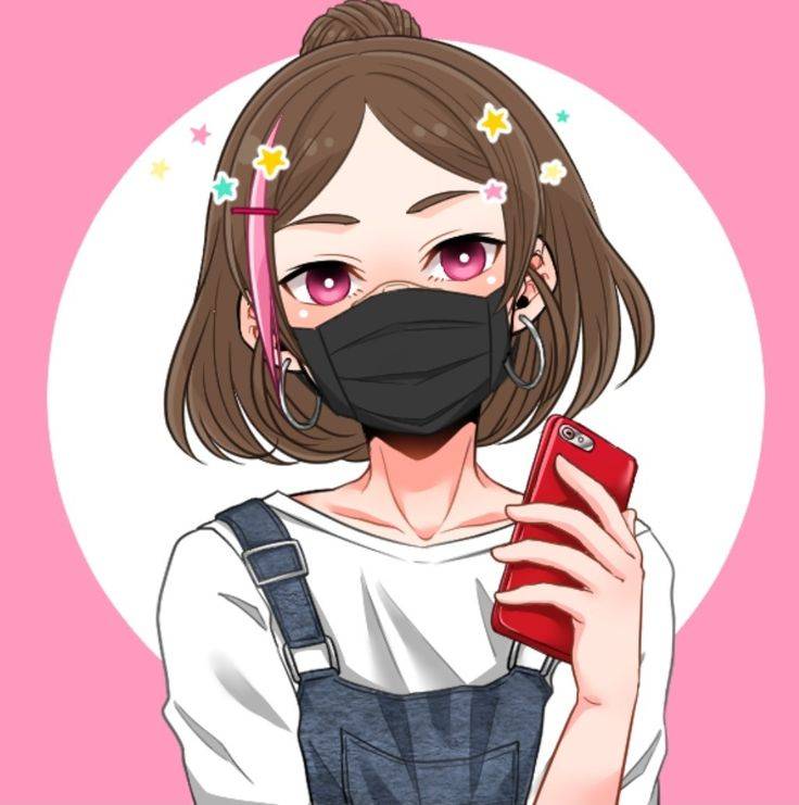 戴口罩女生头像动漫漫画风_23
