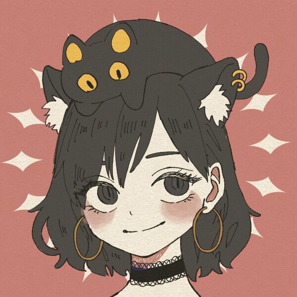 头顶猫的动漫头像，头顶趴着猫咪的猫女头像_2