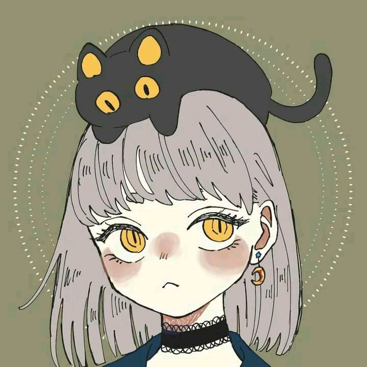 头顶猫的动漫头像，头顶趴着猫咪的猫女头像_4