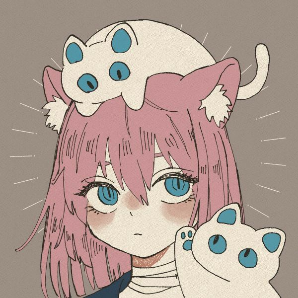 头顶猫的动漫头像，头顶趴着猫咪的猫女头像_7