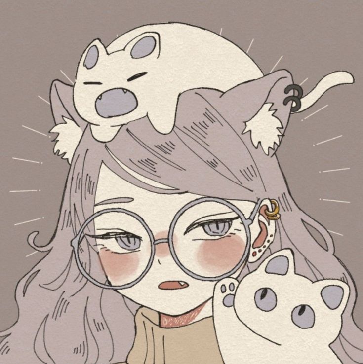 头顶猫的动漫头像，头顶趴着猫咪的猫女头像_8