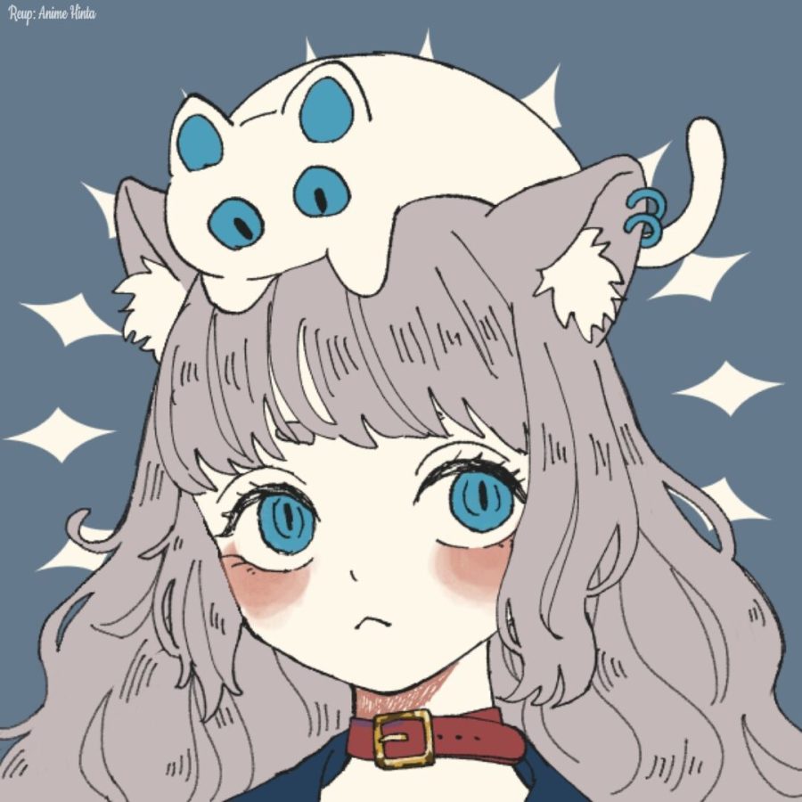 头顶猫的动漫头像，头顶趴着猫咪的猫女头像_10