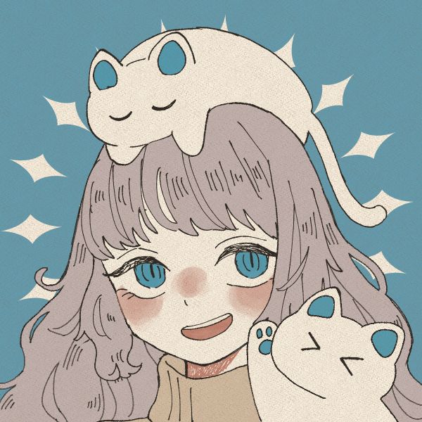 头顶猫的动漫头像，头顶趴着猫咪的猫女头像_13