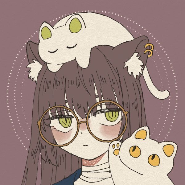 头顶猫的动漫头像，头顶趴着猫咪的猫女头像_18