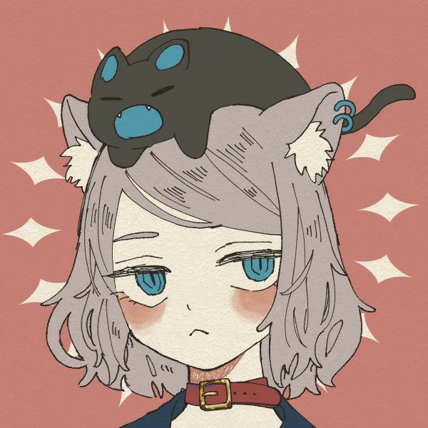 头顶猫的动漫头像，头顶趴着猫咪的猫女头像_19