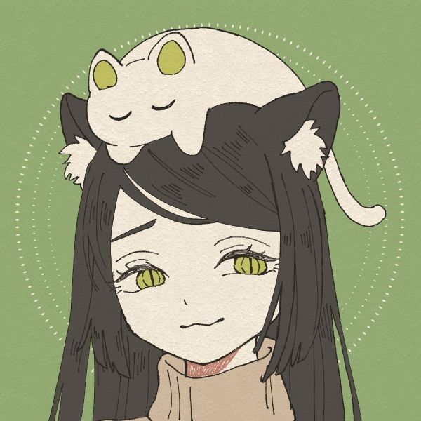 头顶猫的动漫头像，头顶趴着猫咪的猫女头像_23