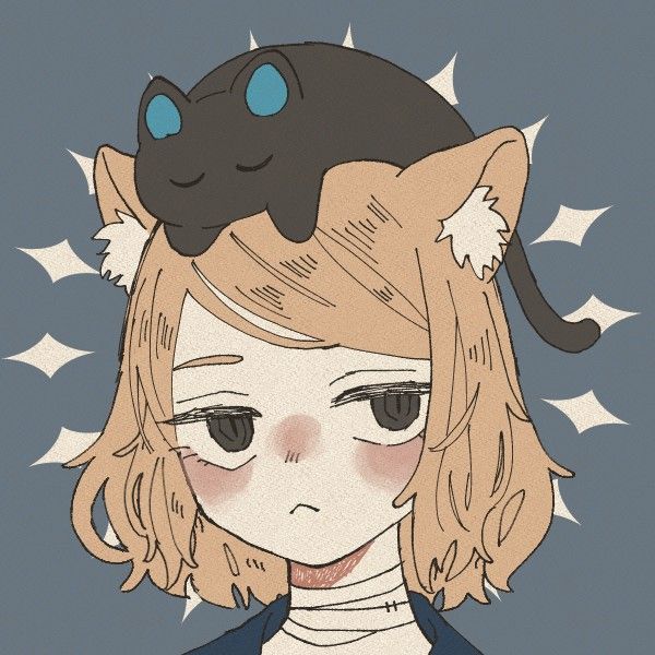 头顶猫的动漫头像，头顶趴着猫咪的猫女头像_27