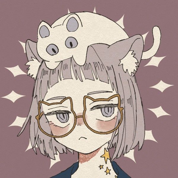 头顶猫的动漫头像，头顶趴着猫咪的猫女头像_30