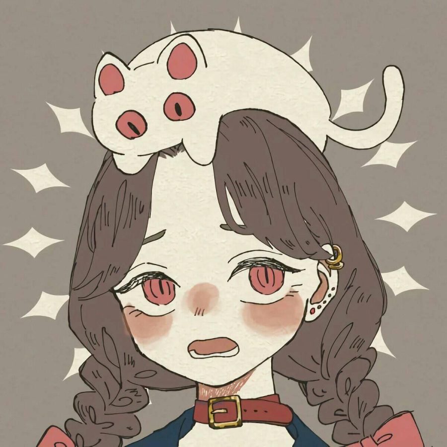 头顶猫的动漫头像，头顶趴着猫咪的猫女头像_34