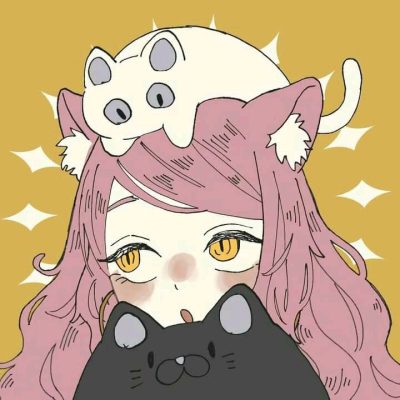 头顶猫的动漫头像，头顶趴着猫咪的猫女头像